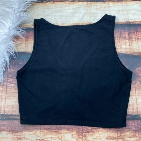 Forever 21 Black Crop Top Ruched Front - Picture 6 of 7